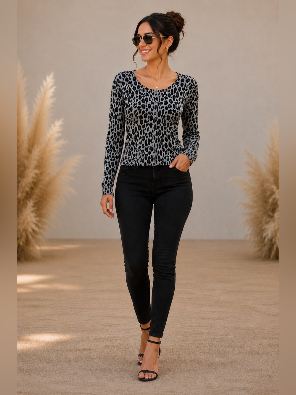 Lane Bryant Leopard Print Button Cardigan Size 14/16